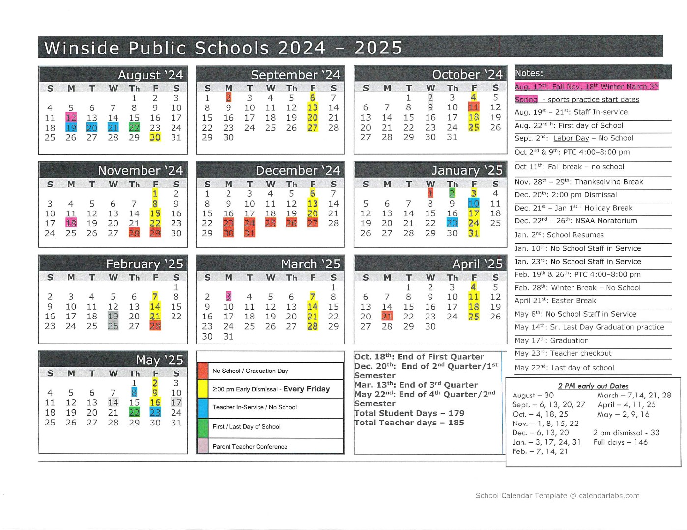 20242025 School Calendar Winside Public Schools