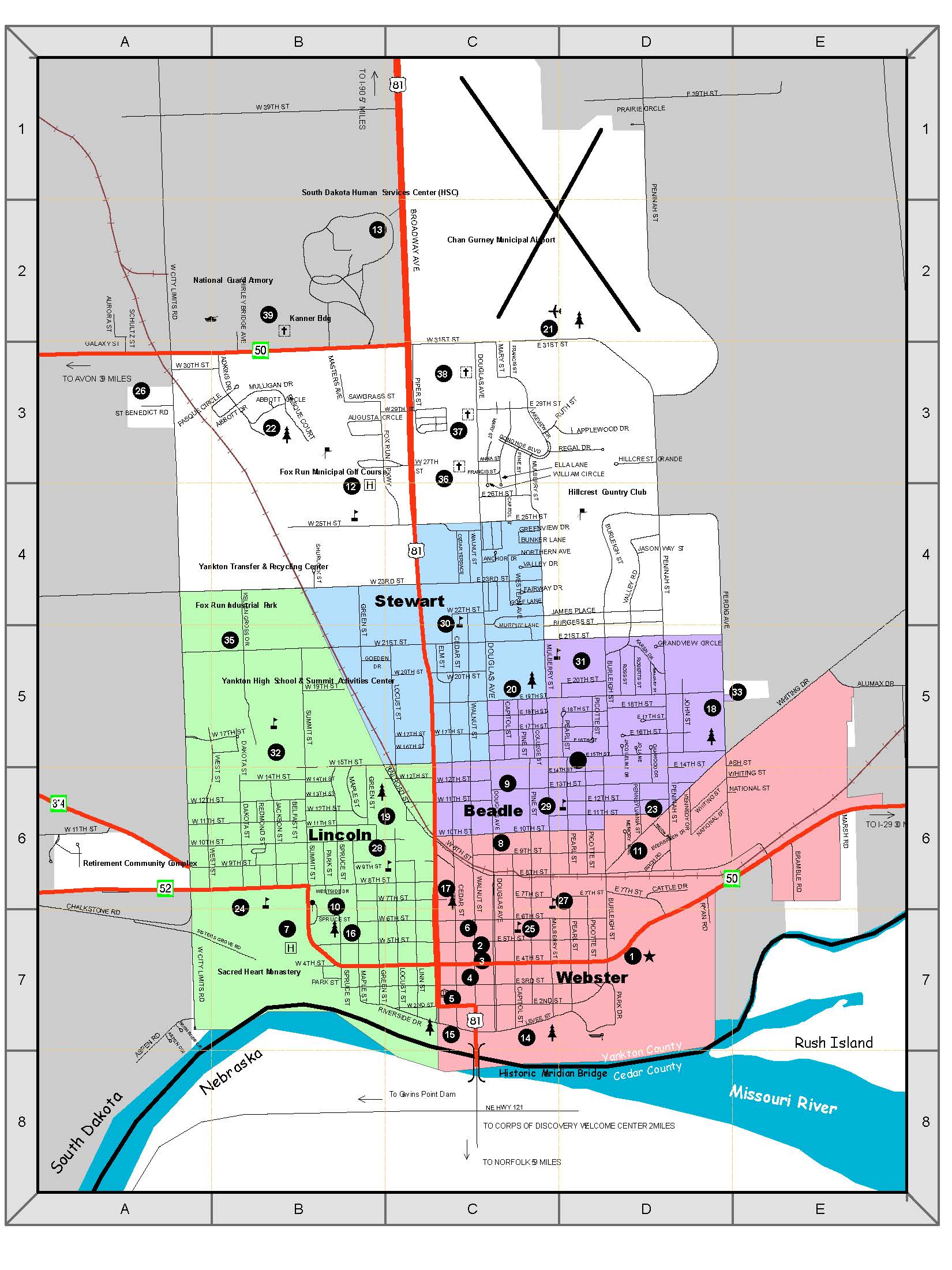 District & School Boundaries Map Yankton School District 633