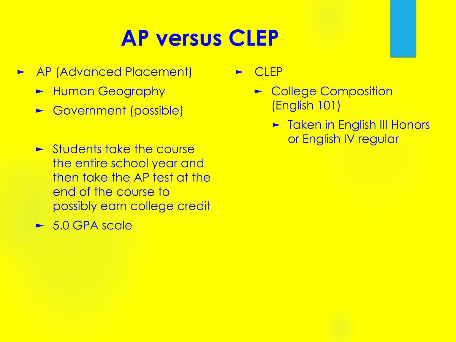 CLEP/AP Choudrant High School