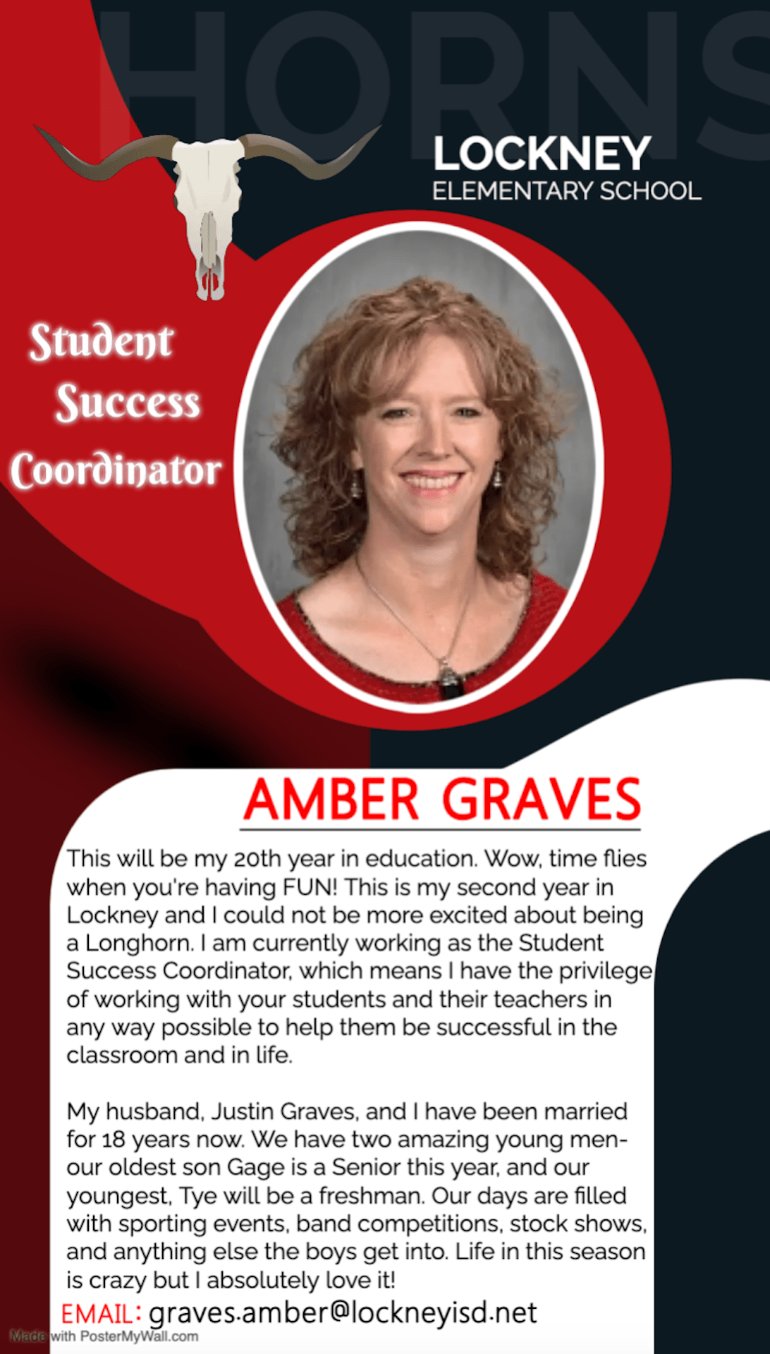 Elementary Student Success Coordinator, Amber Graves Lockney ISD