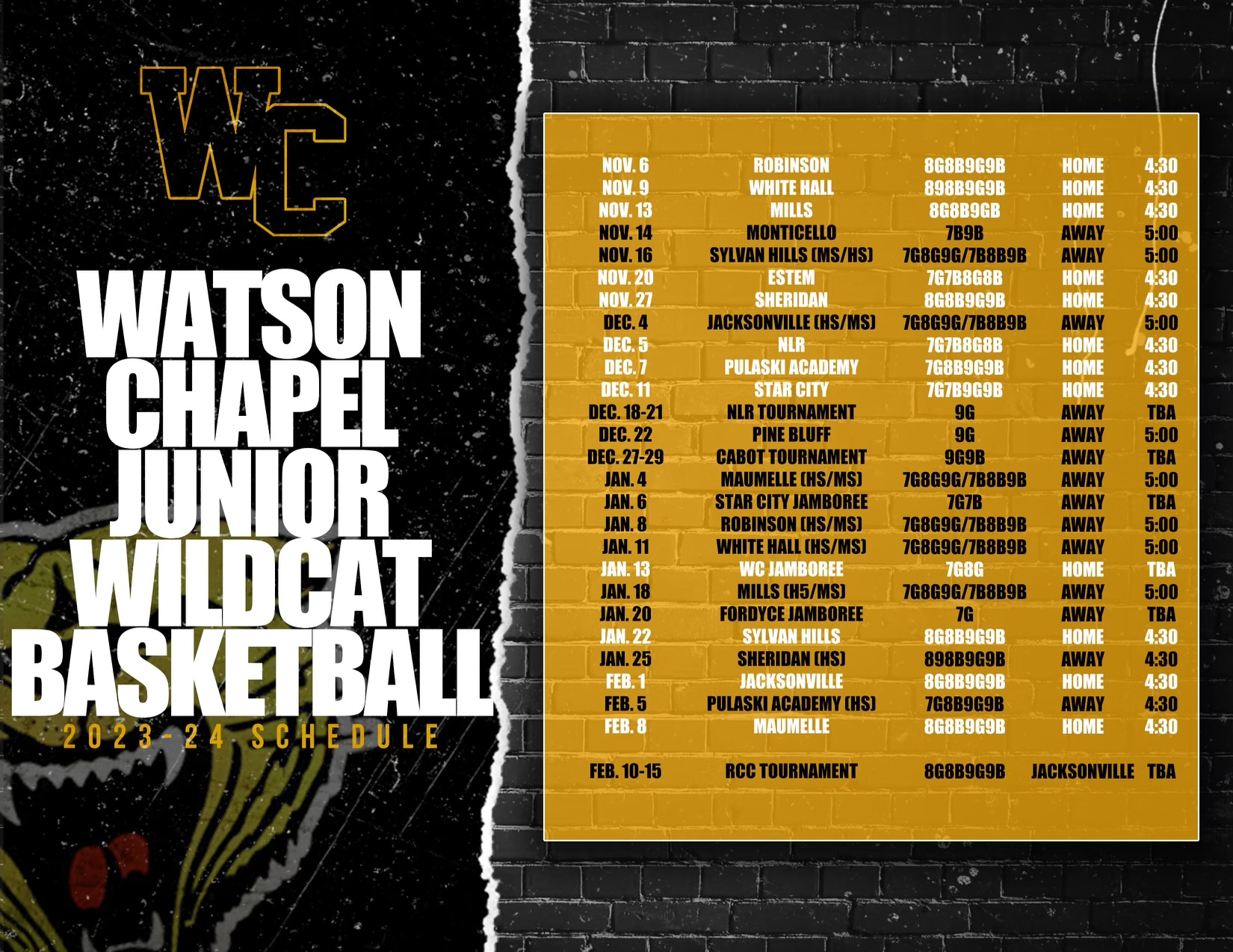 Athletic Schedules Watson Chapel School District