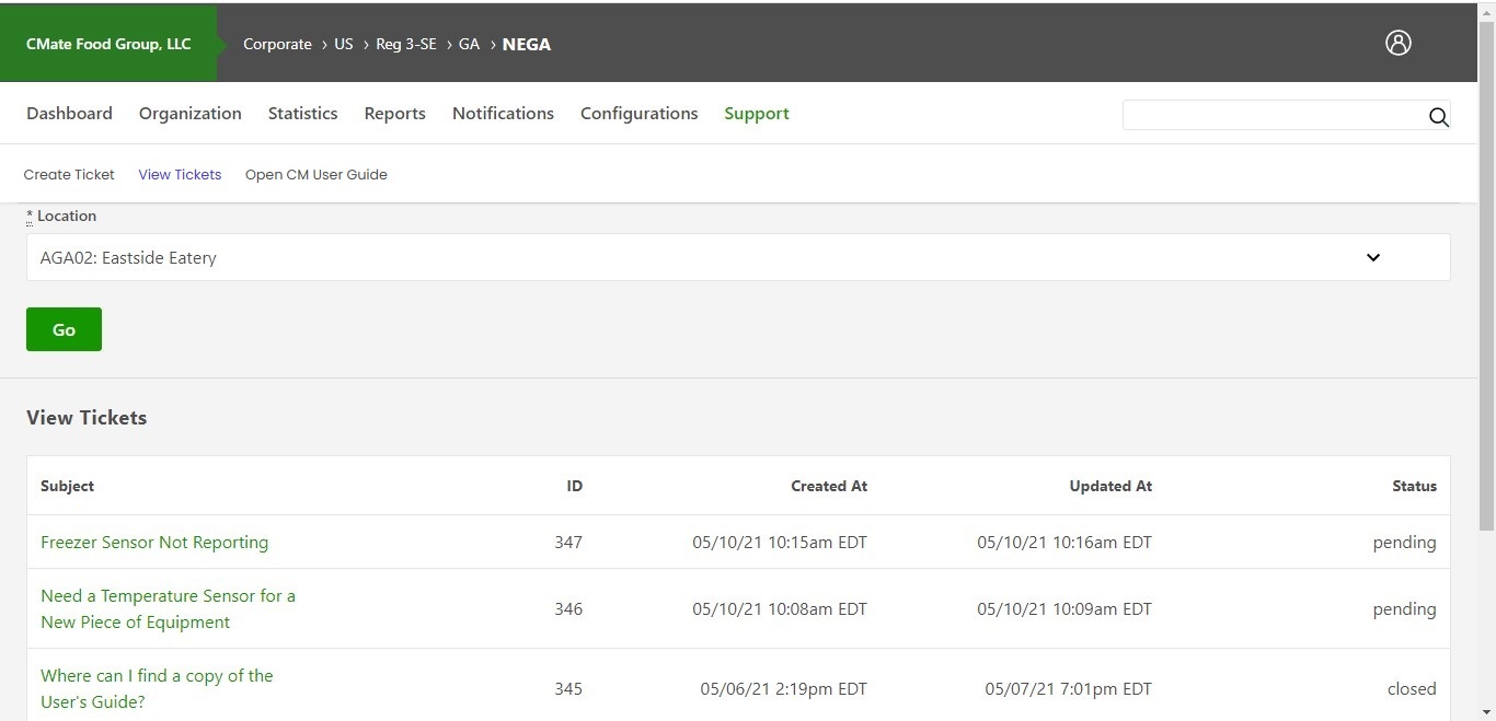 Server App Working with Support Tickets CM User Guide