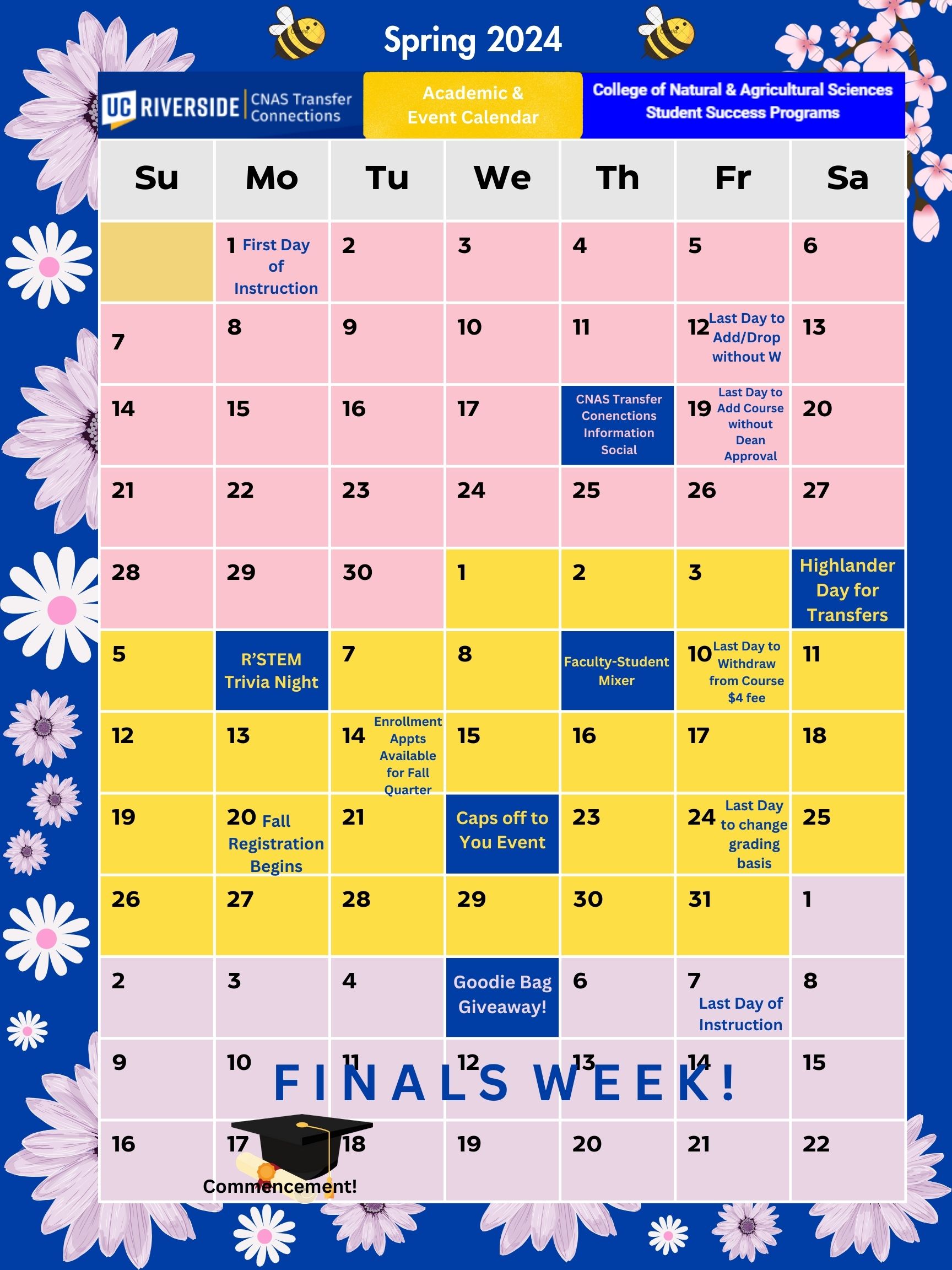 Spring Quarter Calendar CNAS Transfer Connections