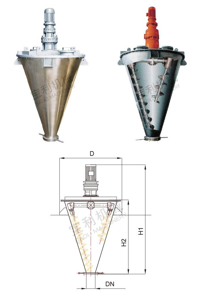 JB Series Double Auger Shaped Mixer(Nauta Mixer) Jiangyin Baoli