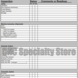 Preventive Maintenance Form Horizontal - CNC Specialty Store