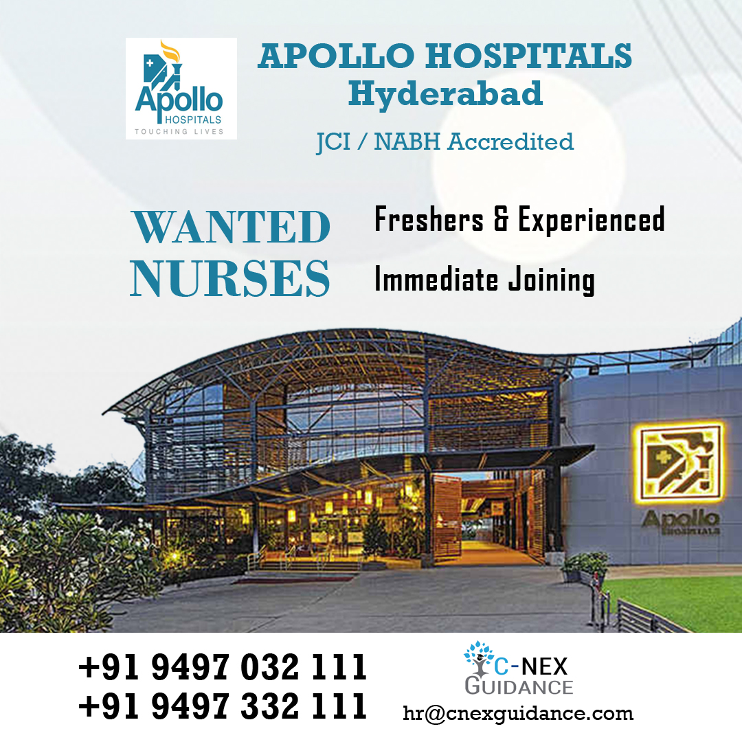 Nursing Recruitment for Apollo Hospitals, Hyderabad CNex Guidance