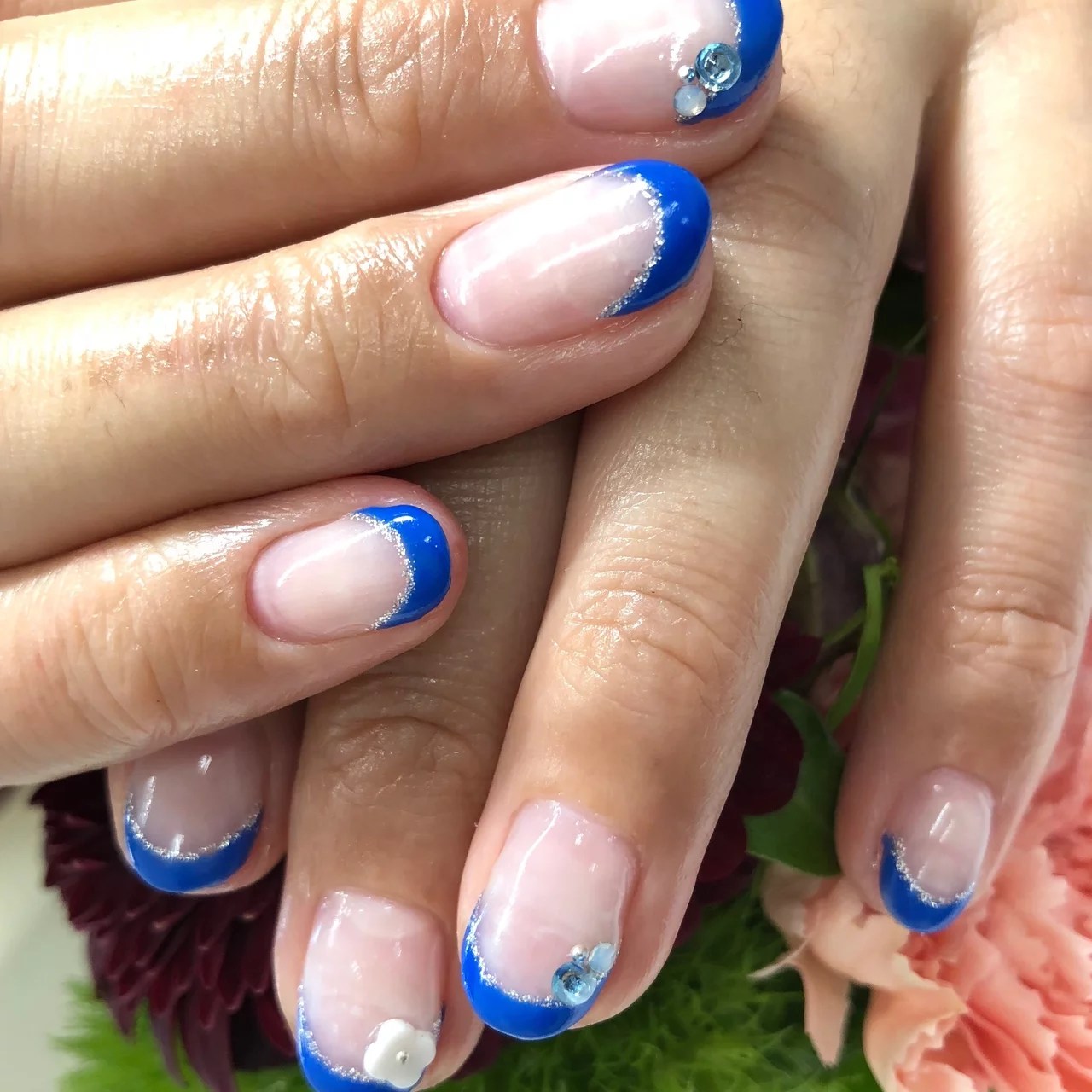 最高 青 フレンチ ネイル すべてのネイルアート画像