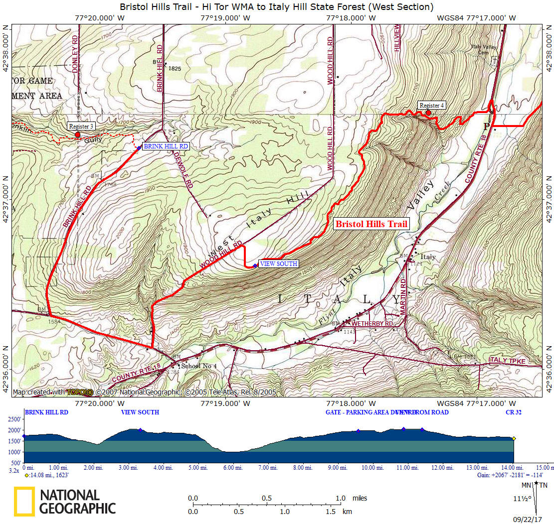 BHT Hi Tor WMA to Italy Hill State Forest