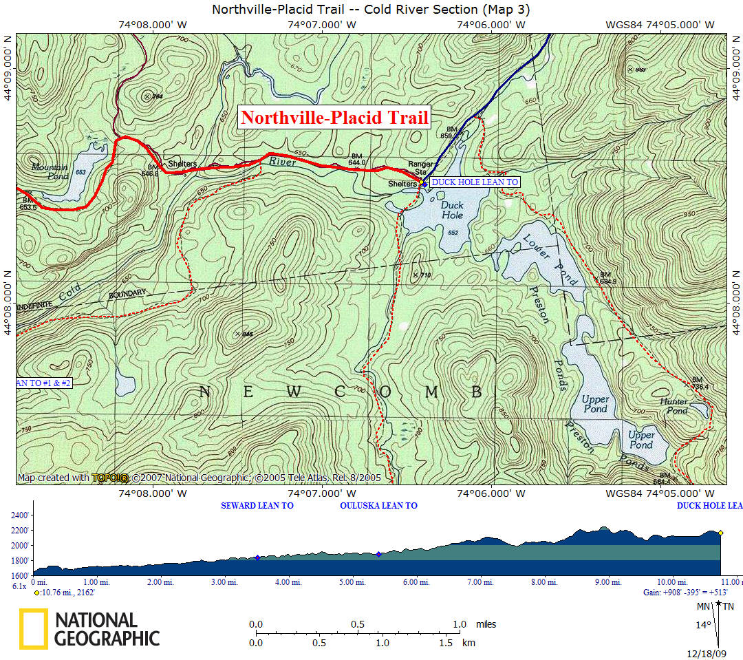 Northville Placid Trail Map NPT Cold River & Duck Hole