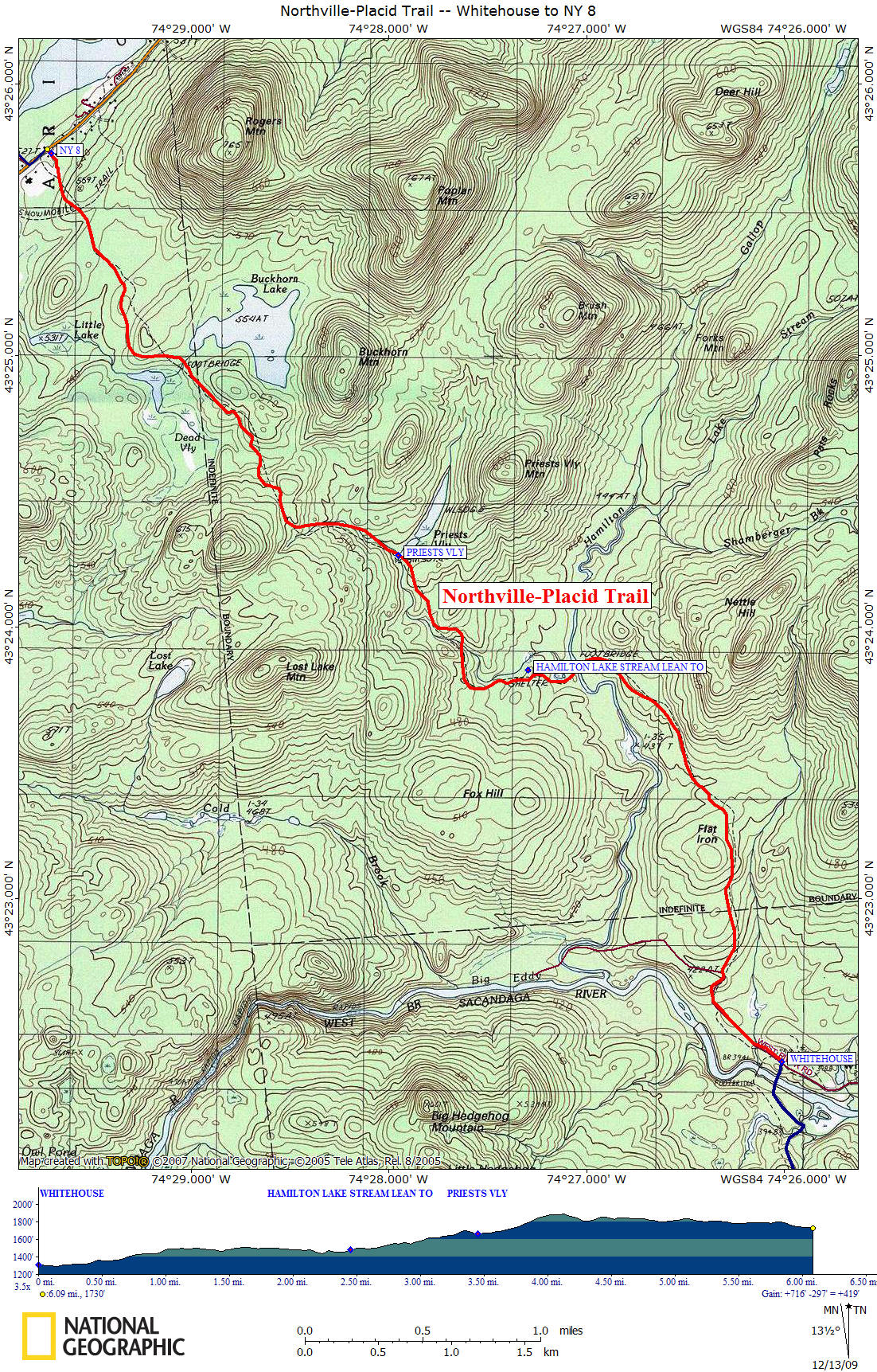 Northville Placid Trail Map NPT Whitehouse