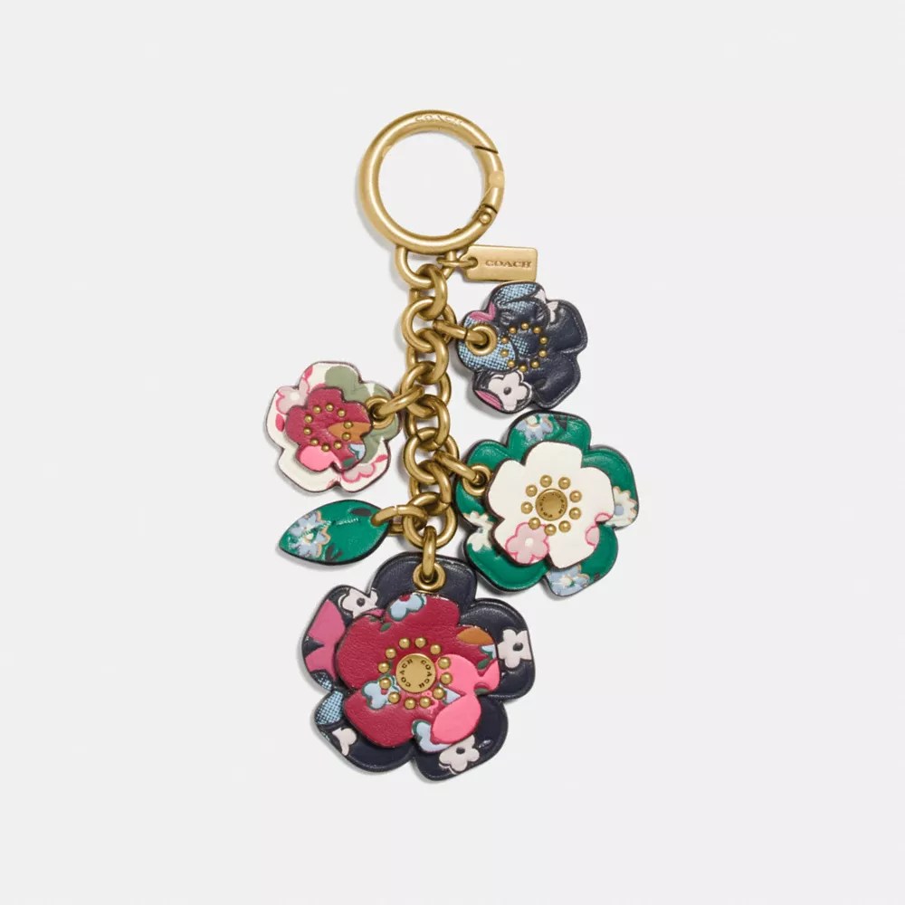 COACH® Tea Rose Mix Bag Charm With Multi Floral Print