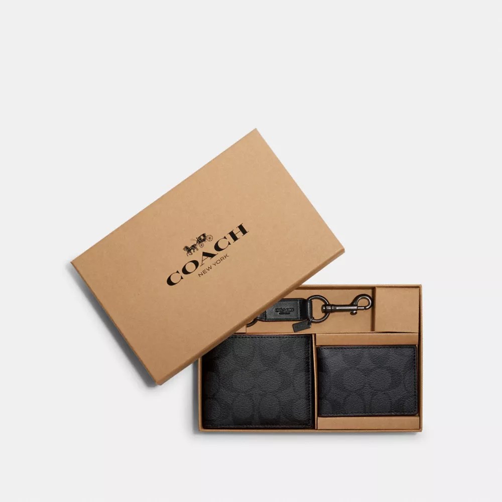 COACH® Outlet COACH® Boxed 3 In 1 Wallet Gift Set In Signature Canvas