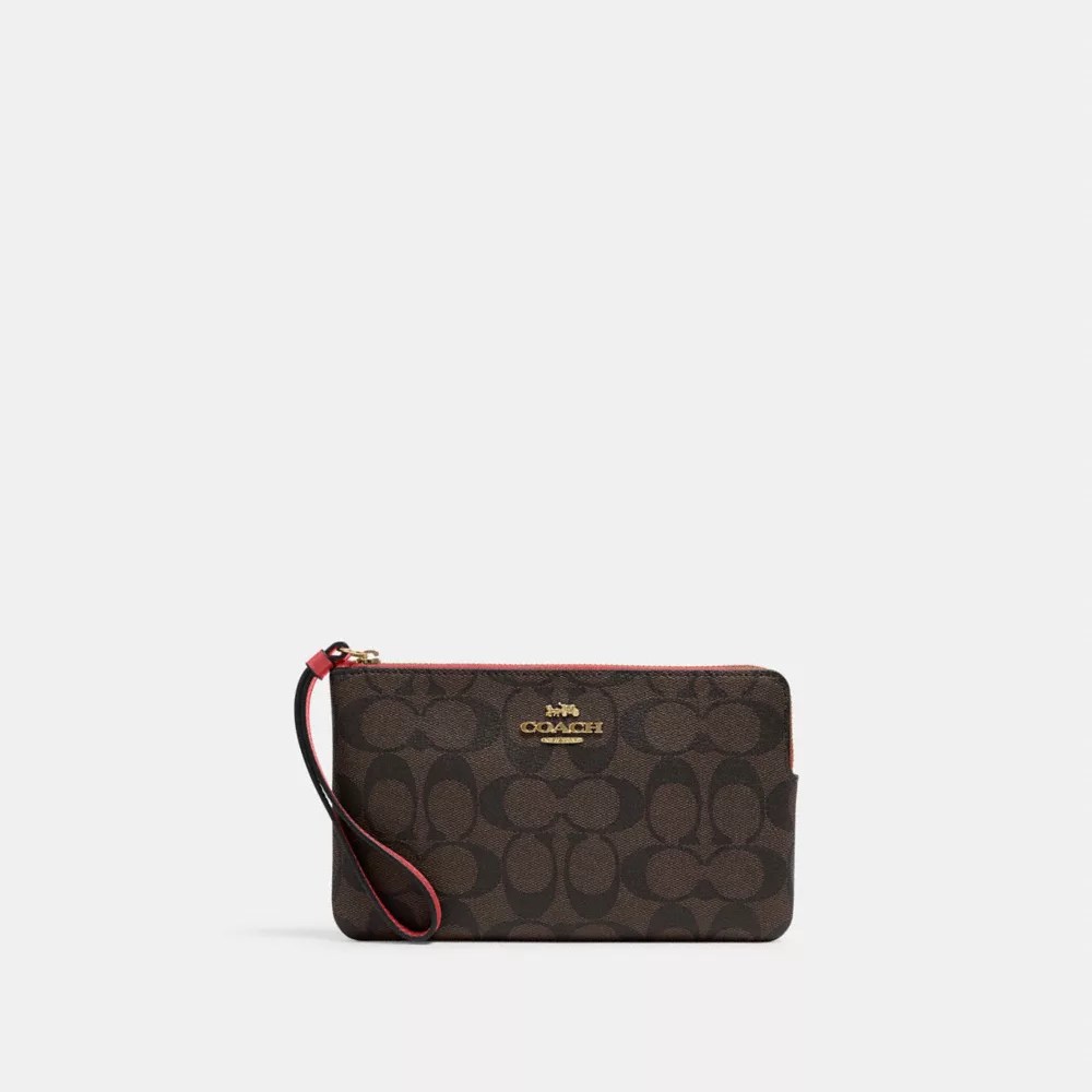 COACH® Outlet Large Corner Zip Wristlet In Signature Canvas