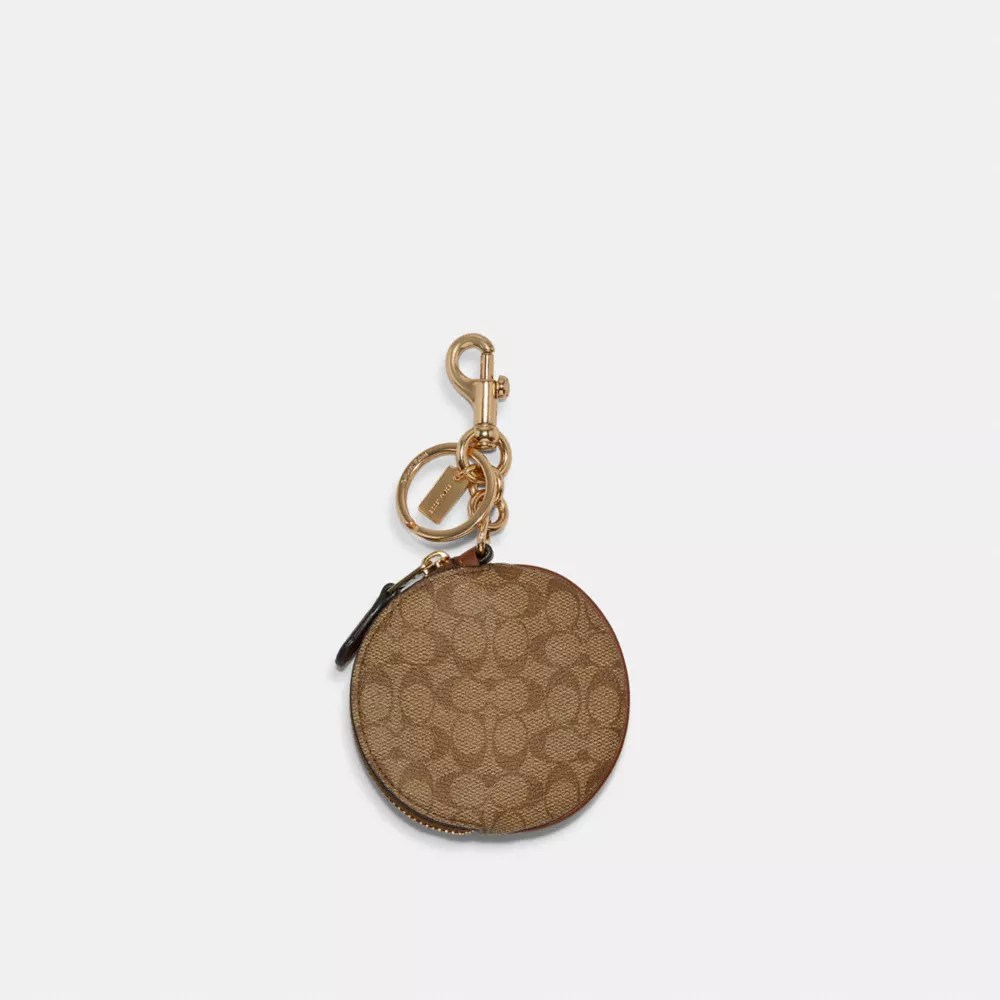 COACH® Outlet Circular Coin Pouch Bag Charm In Signature Canvas