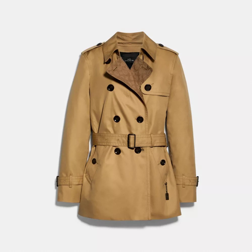 COACH® Signature Lapel Short Trench Coat
