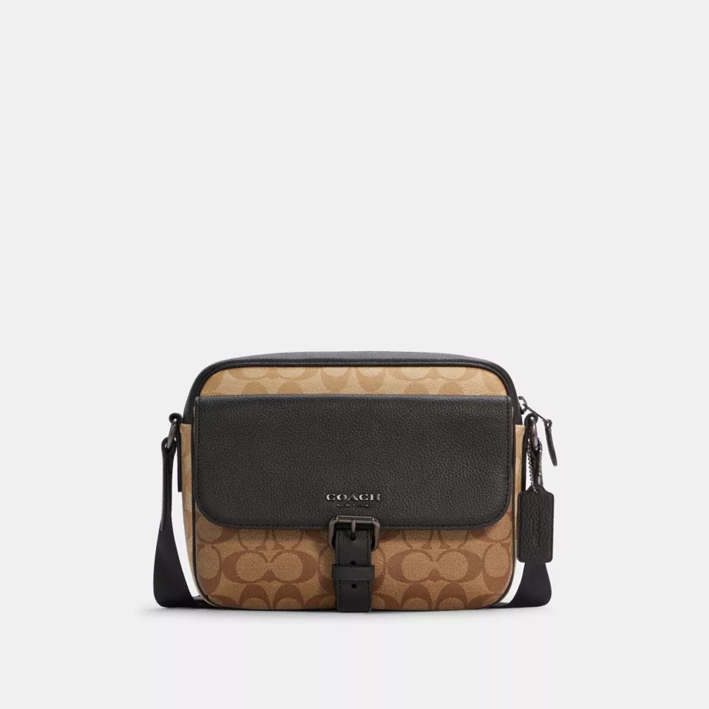 COACH® Hudson Crossbody Bag In Blocked Signature Canvas