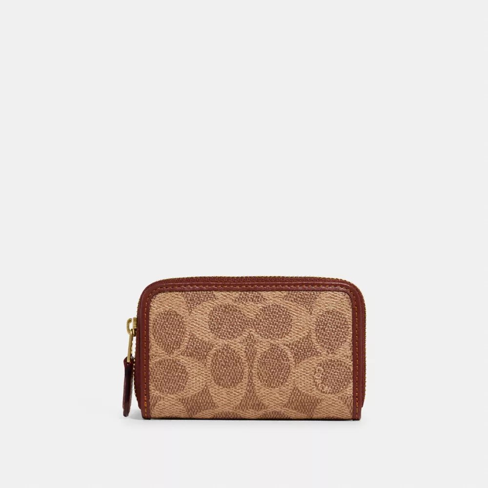 COACH® Outlet Small Zip Around Card Case In Signature Canvas