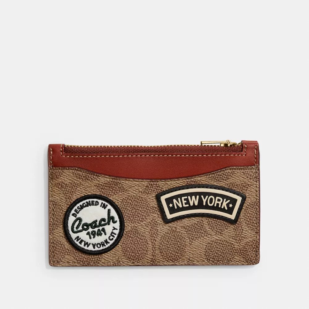 COACH® Zip Card Case In Signature Canvas With Patches