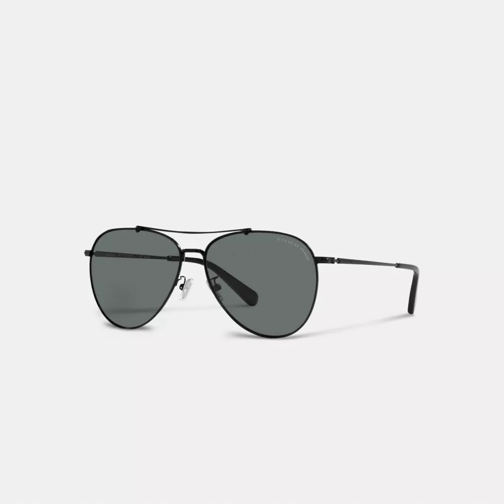 COACH® Signature Metal Aviator Sunglasses