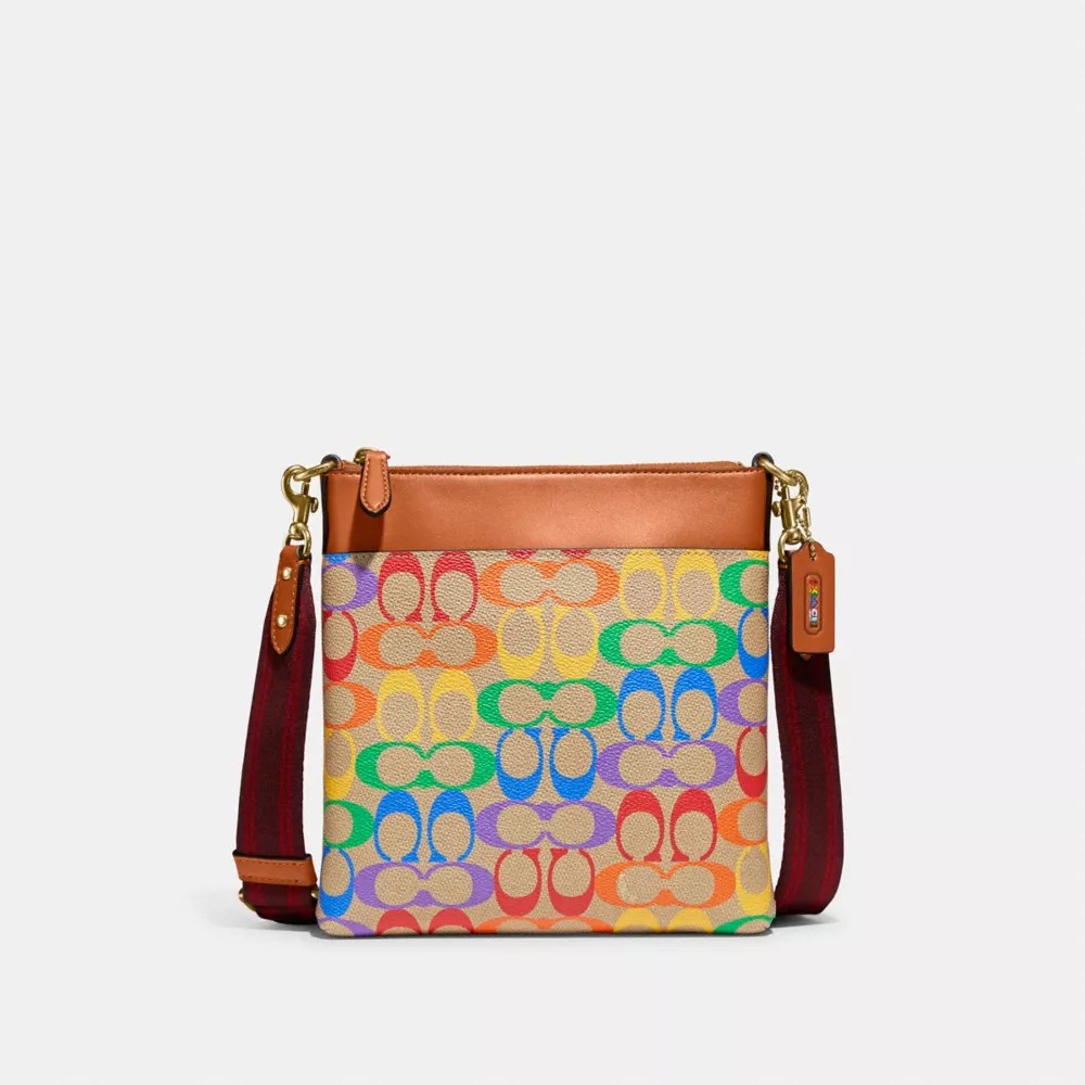 COACH® Kitt Messenger Crossbody Bag In Rainbow Signature Canvas