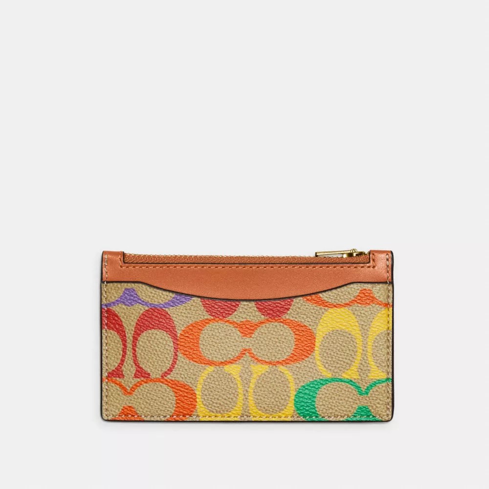 COACH® Zip Card Case In Rainbow Signature Canvas