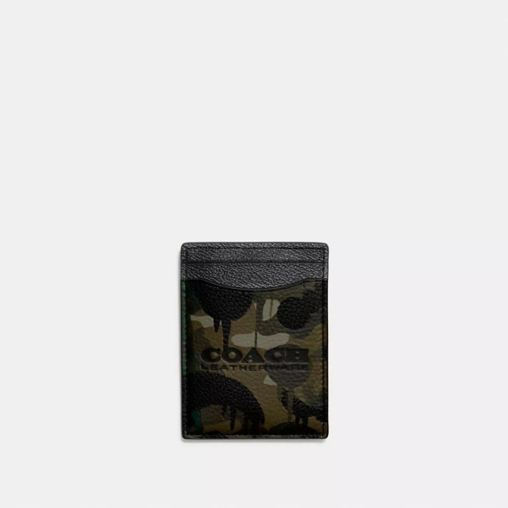 COACH® Outlet Money Clip Card Case In Signature Canvas With Camo Print