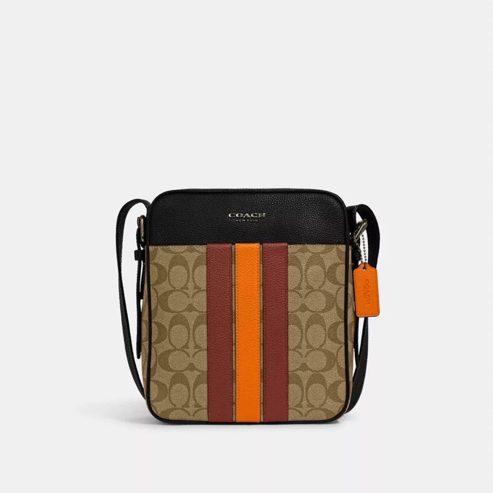 COACH® Hudson Crossbody Bag 21 In Signature Canvas With Varsity Stripe