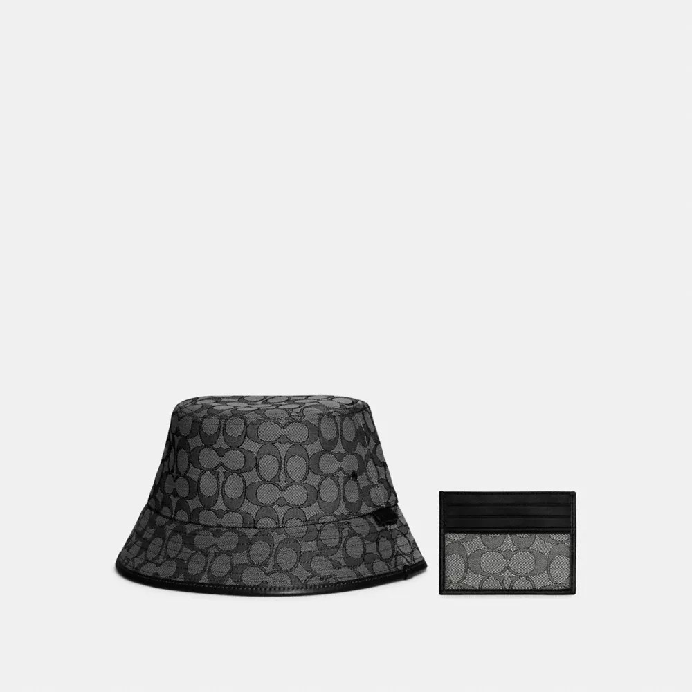 COACH® Card Case In Signature Jacquard & Signature Jacquard Bucket Hat