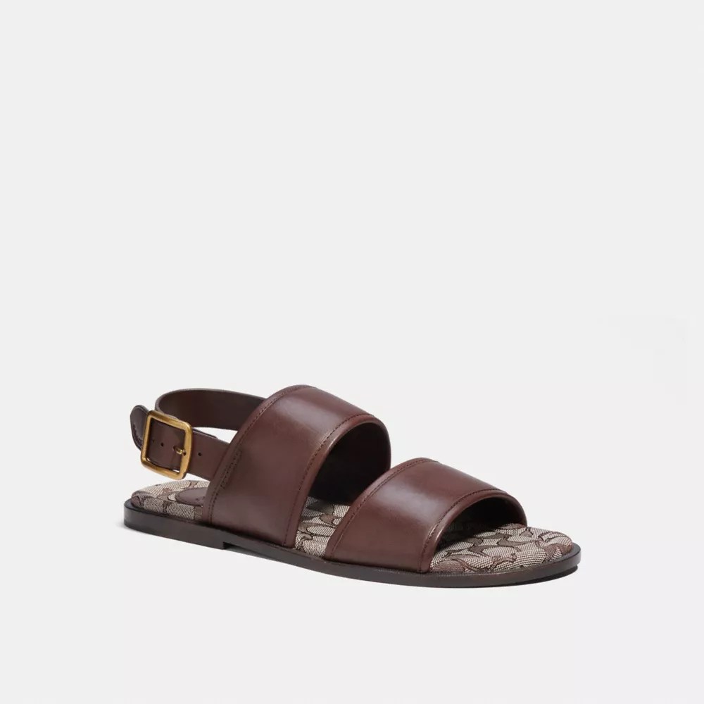 COACH® Two Strap Sandal With Signature Jacquard