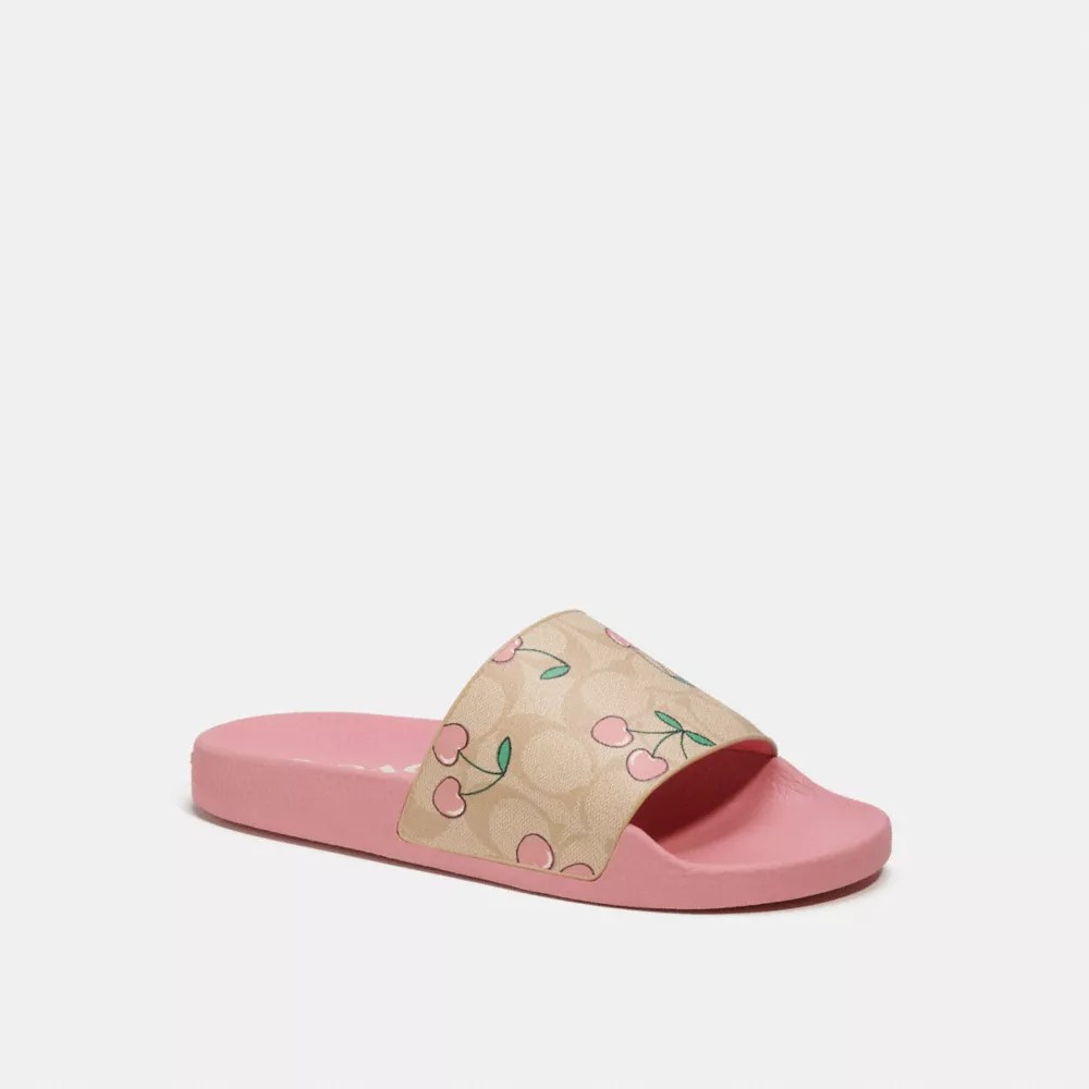 COACH® Outlet Uli Sport Slide In Signature Canvas With Heart Cherry Print