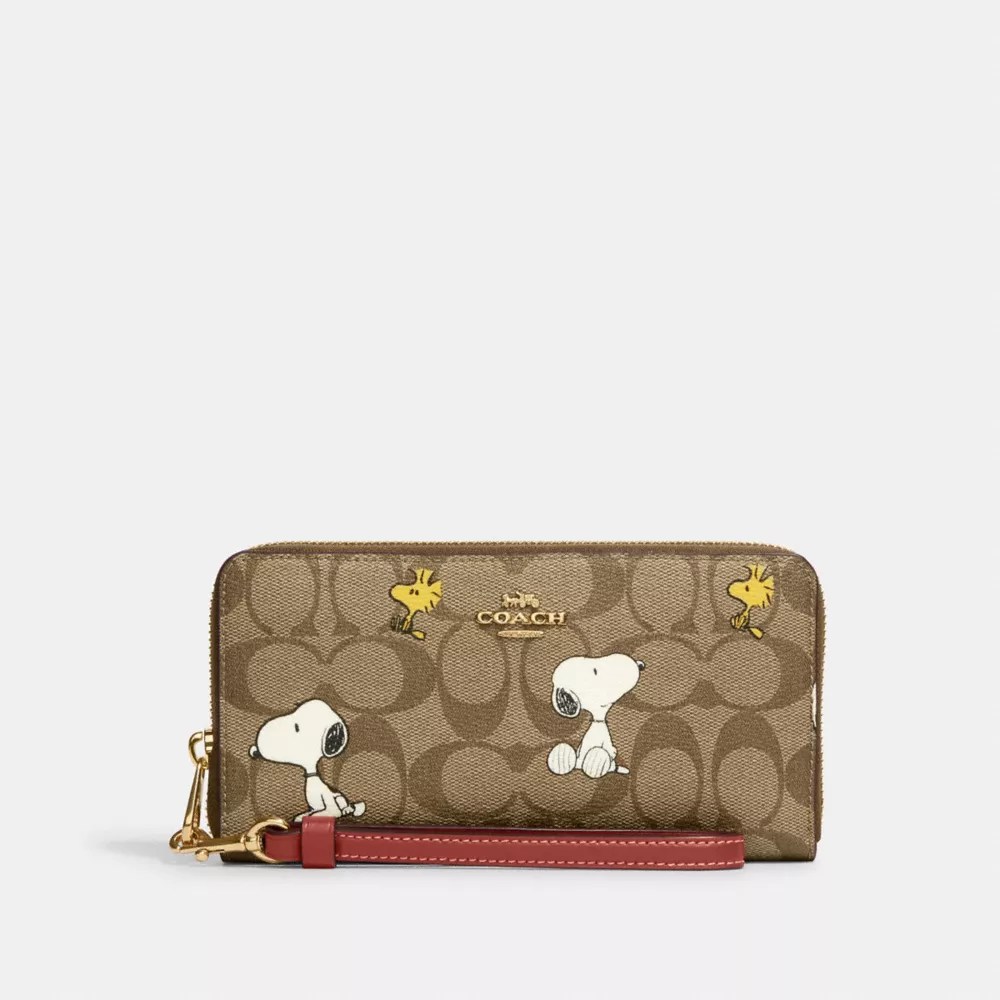 COACH® Outlet Coach X Peanuts Long Zip Around Wallet In Signature