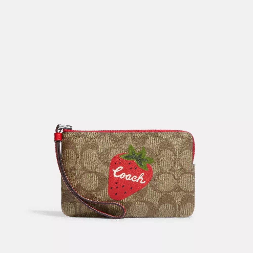 COACH® Outlet Corner Zip Wristlet In Signature Canvas With Wild