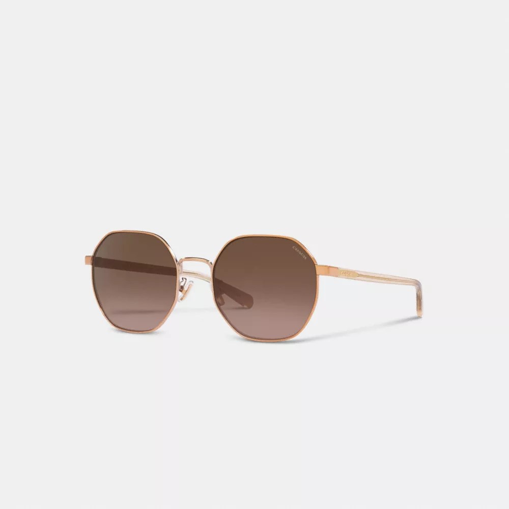 COACH® Metal Hexagon Sunglasses