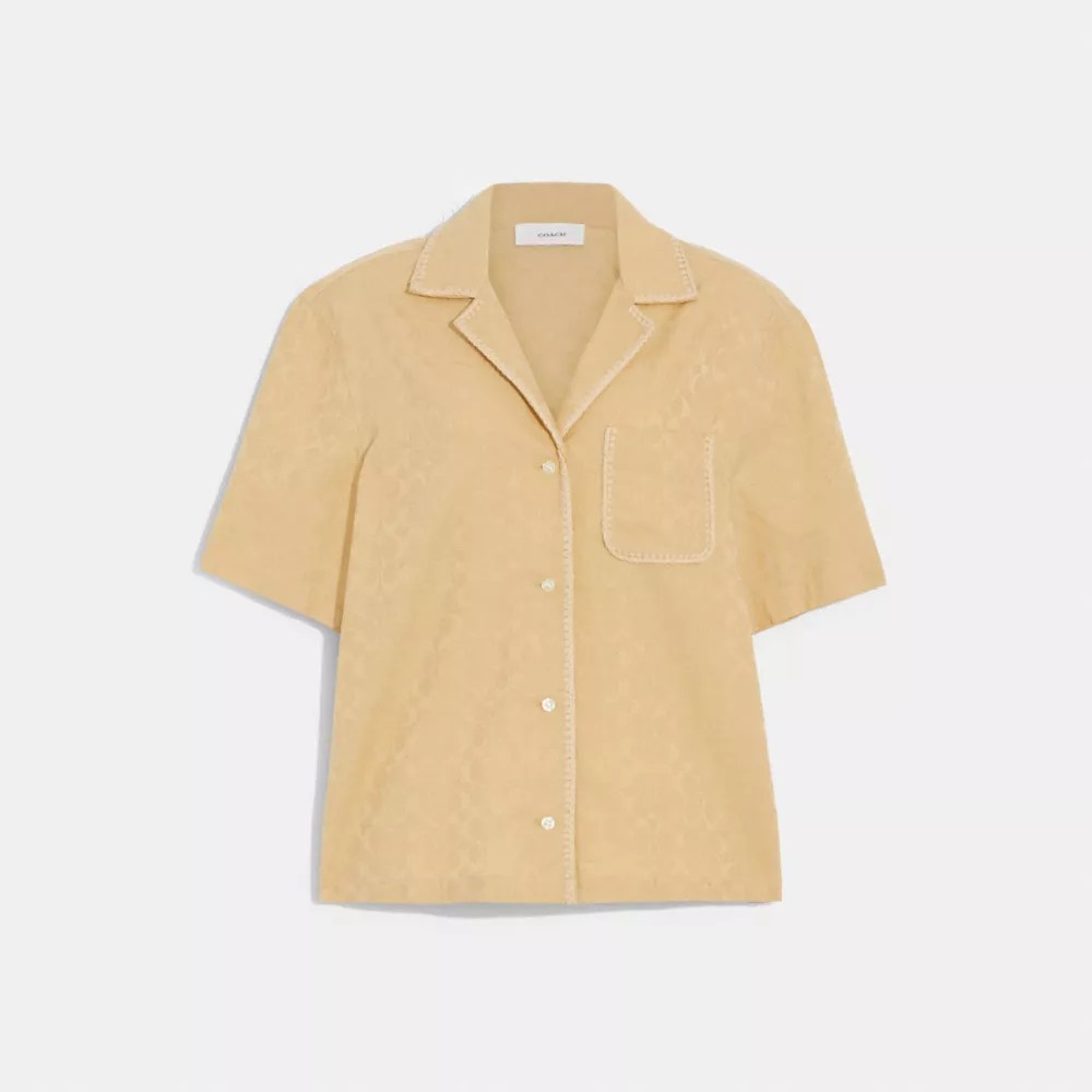 COACH® Outlet Signature Jacquard Crochet Trim Set Button Down Shirt