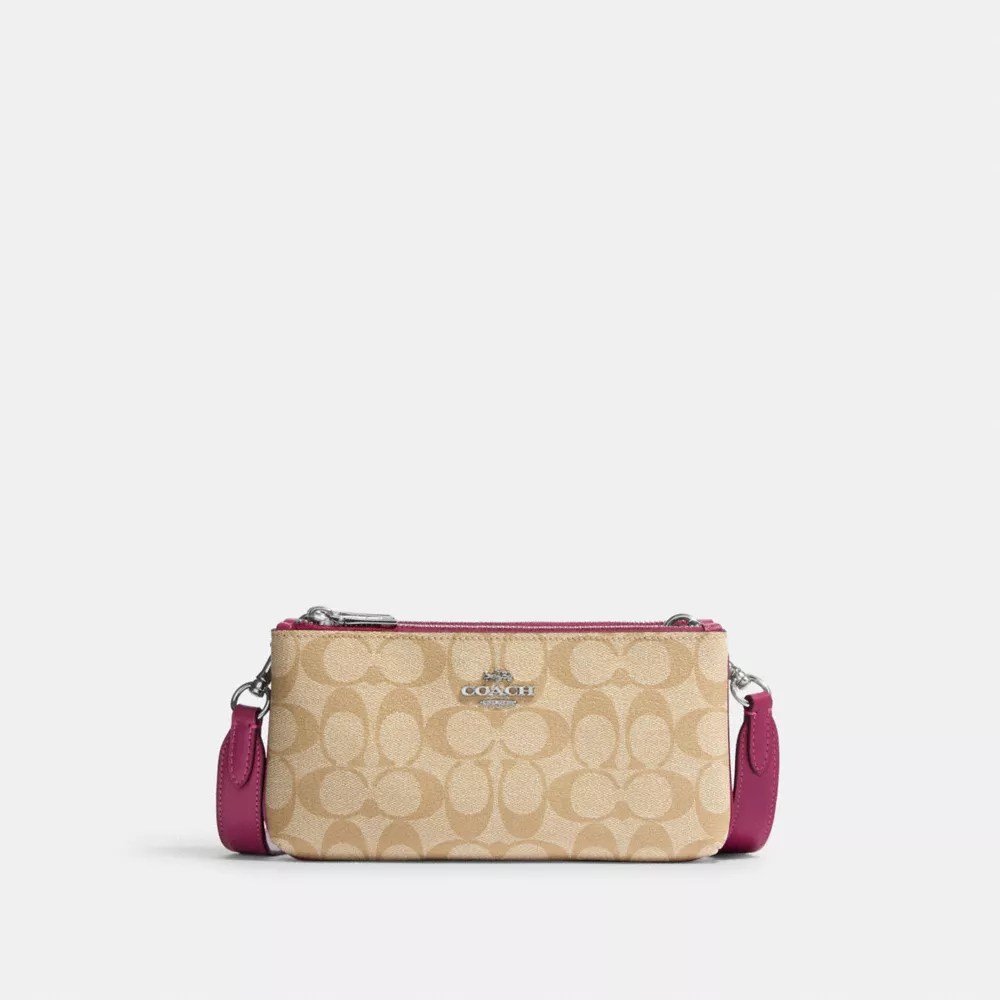 COACH® Double Zip Crossbody Bag In Signature Canvas
