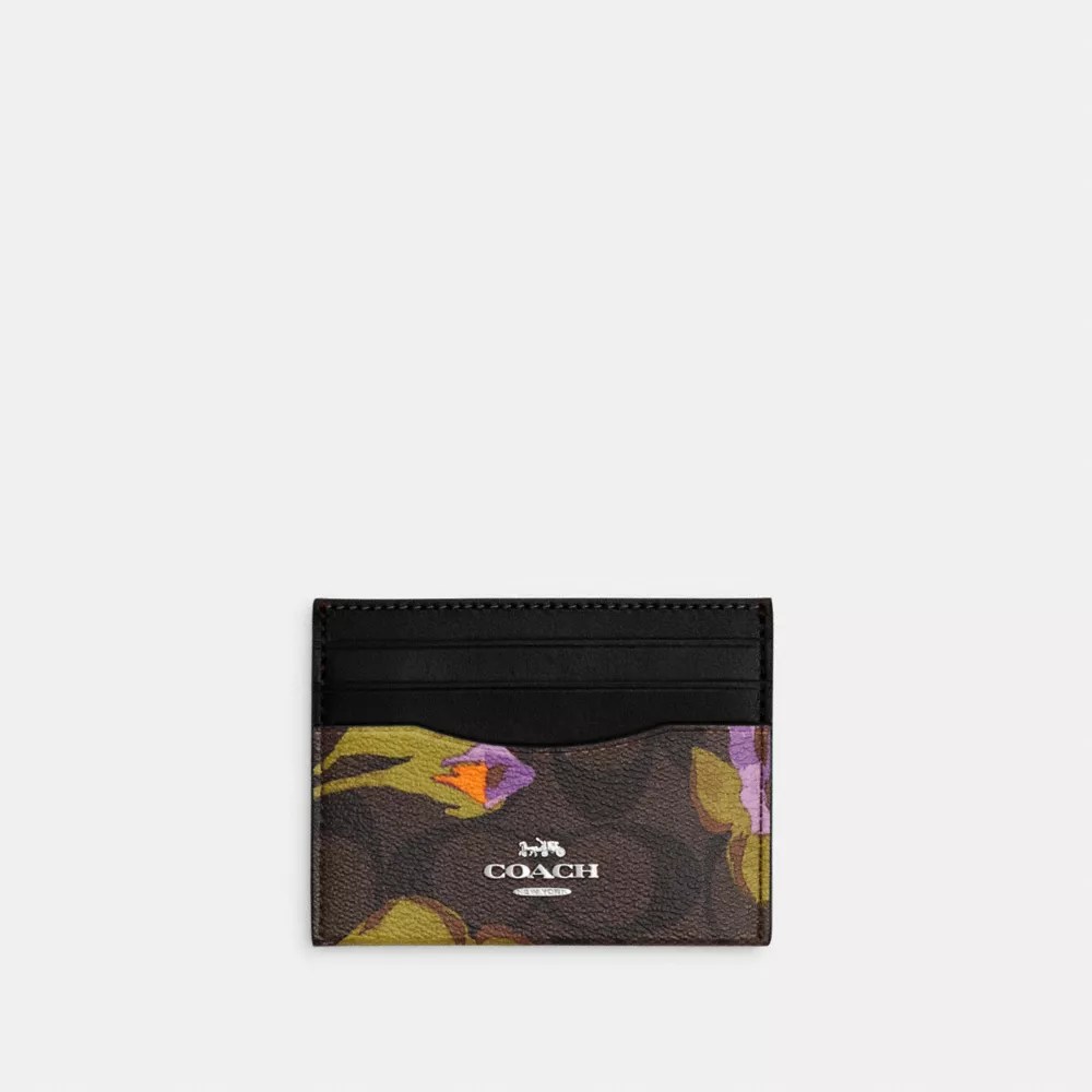 COACH® Outlet Slim Id Card Case In Signature Canvas With Rose Print