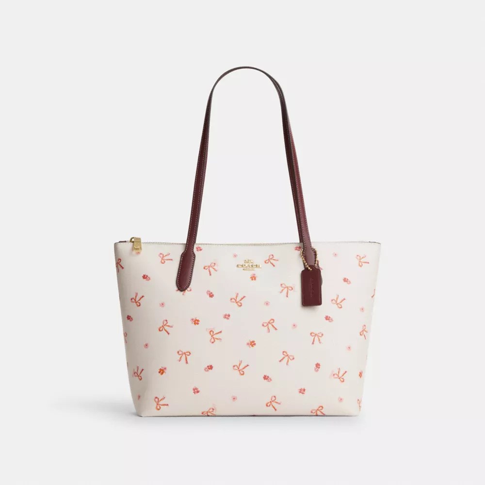 COACH® Outlet Zip Top Tote Bag With Bow Print