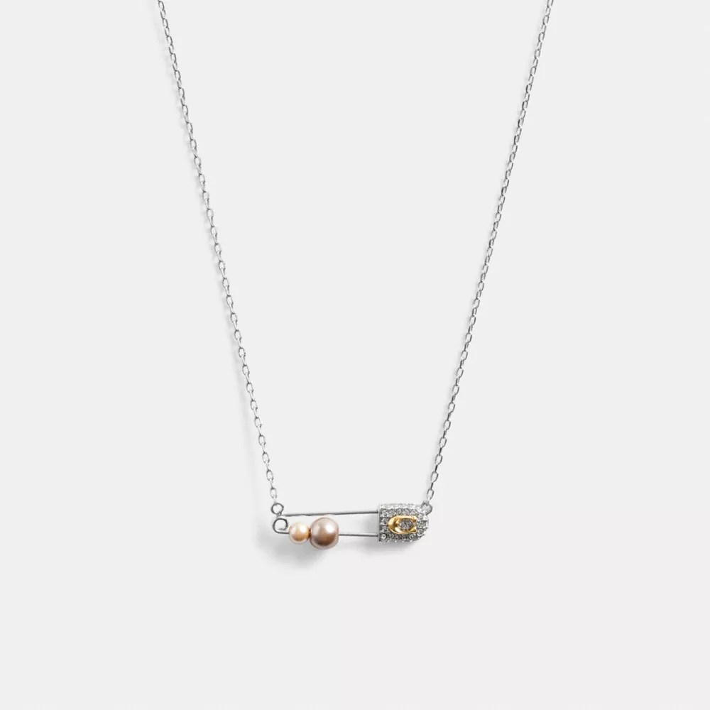 COACH® Signature Safety Pin Pearl Necklace