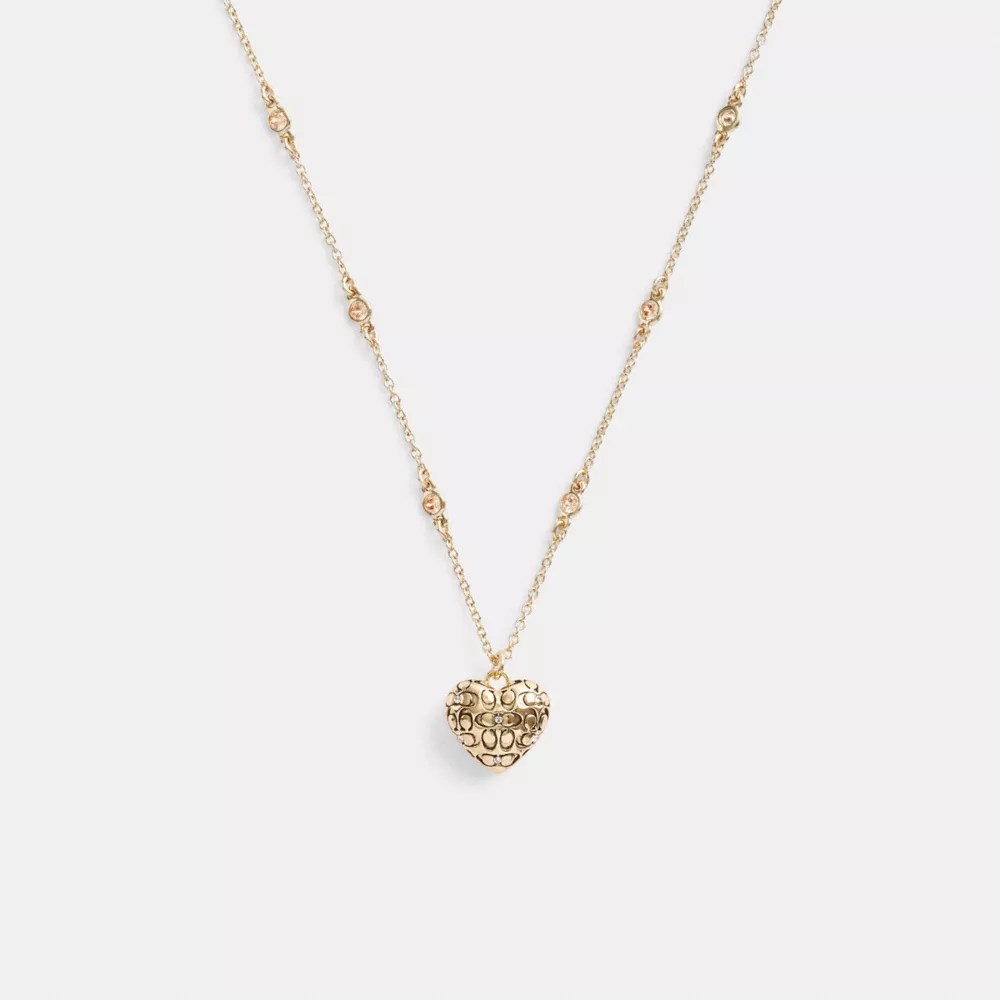 COACH® Quilted Signature Heart Pendant Necklace