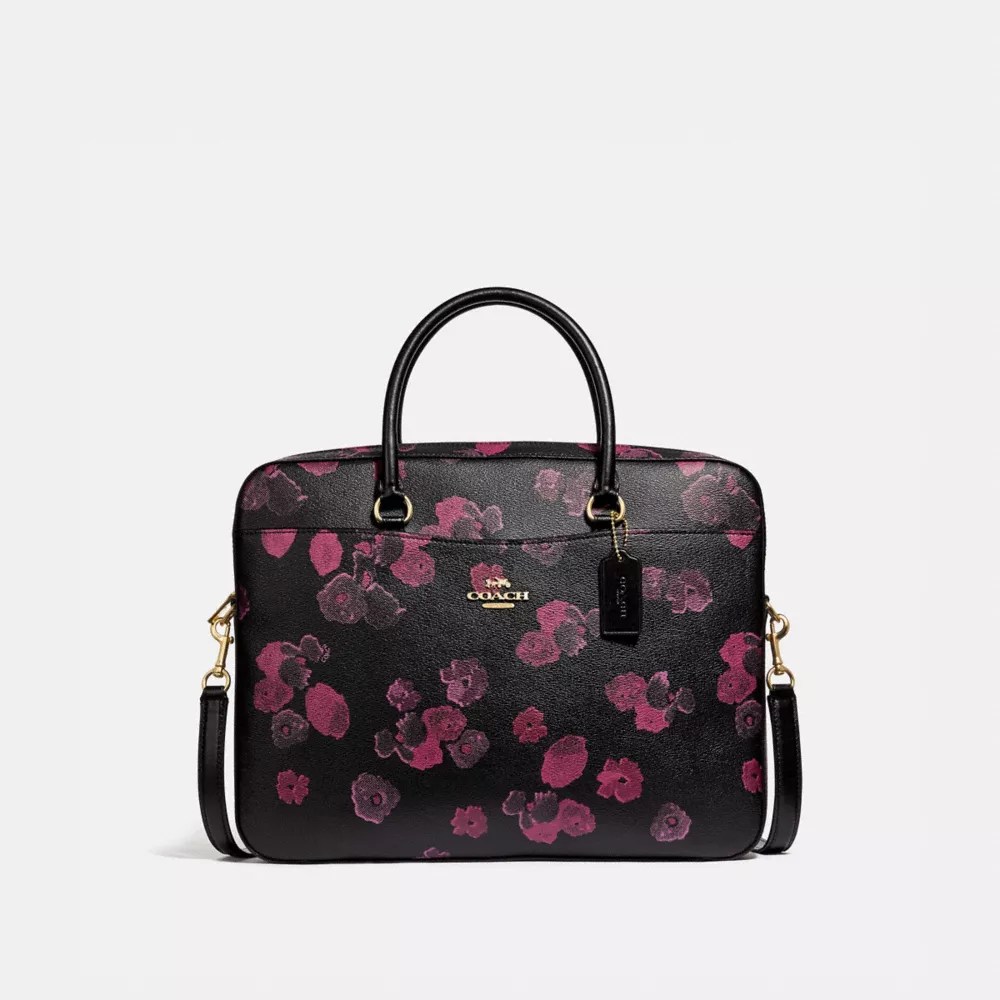 COACH® Outlet Laptop Bag With Halftone Floral Print