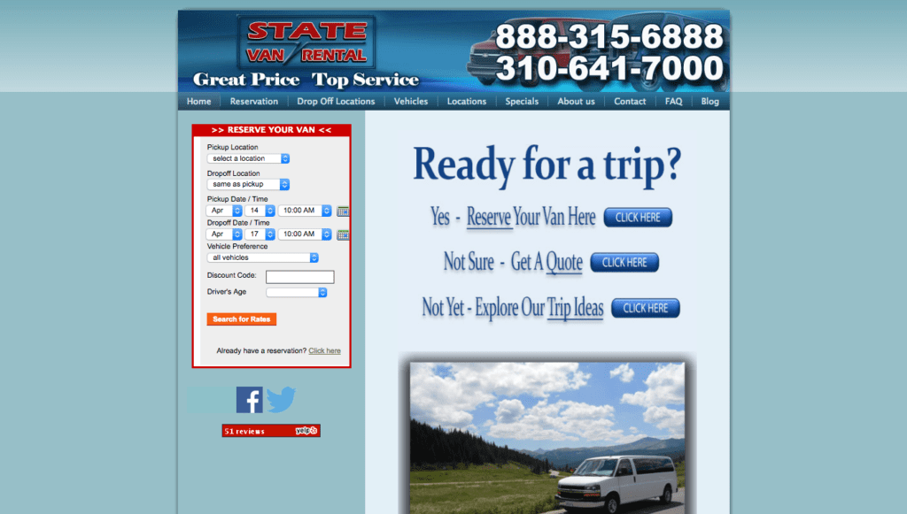 SEO & PPC For Hospitality & Travel Case Study State Van Rental
