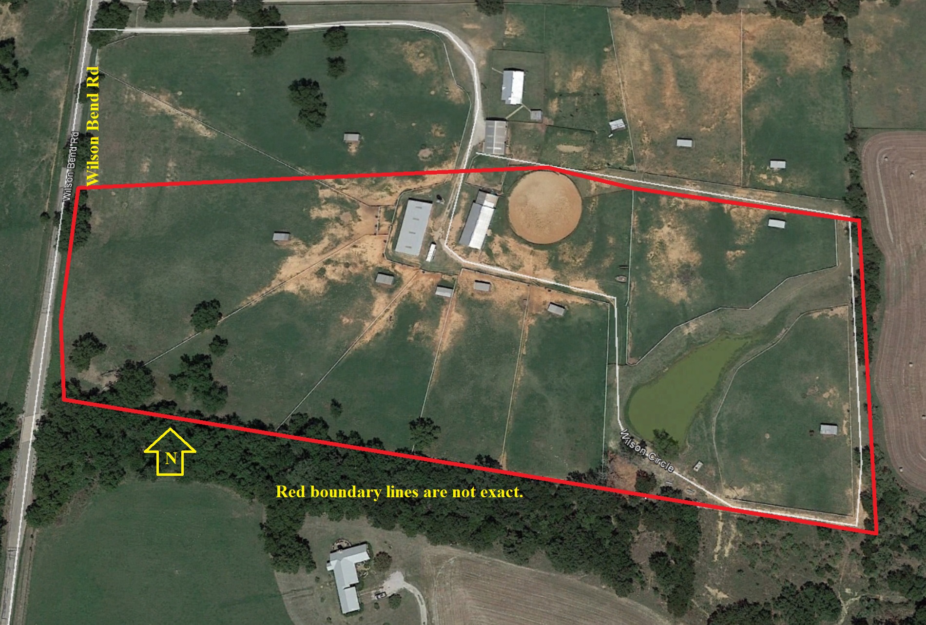 Aerial Map 14 Acres, South adjoining 1563 Wilson Bend Rd., Millsap