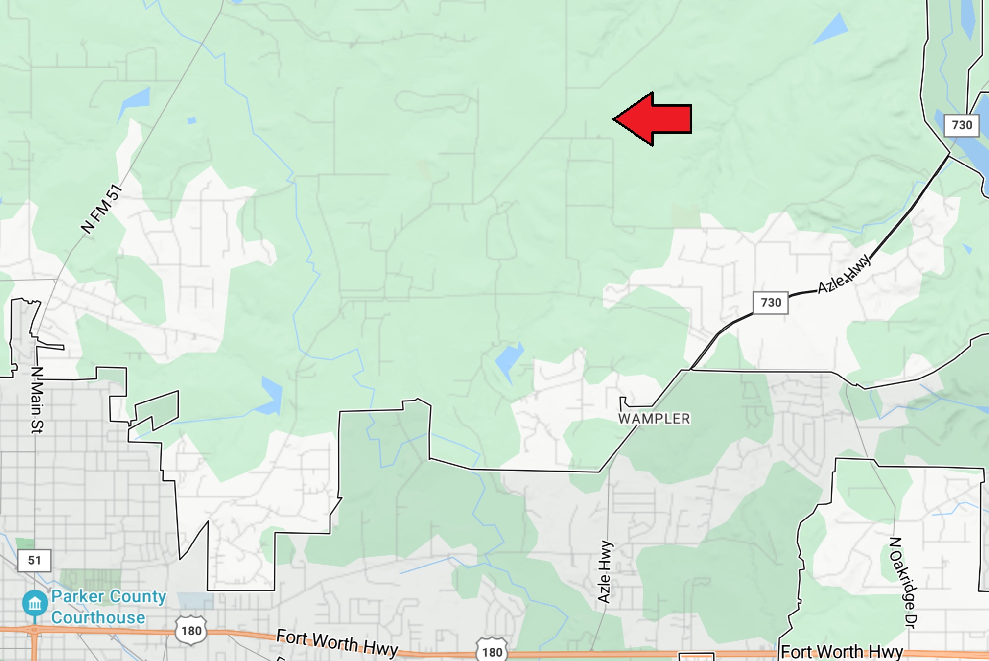 Local Map 50+/ Acres, N/E of Weatherford, Parker Co., Texas North Texas Real Estate by