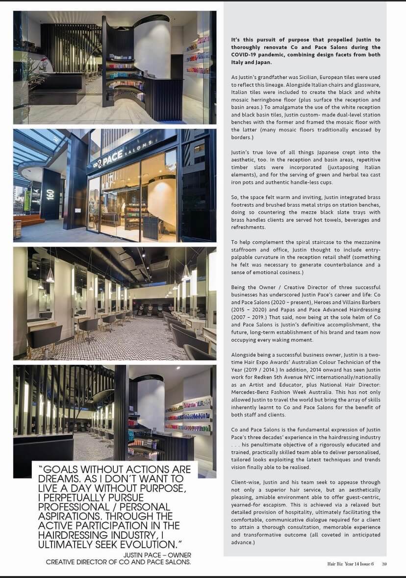 Hair Biz Magazine / 2020 Second Feature Co and Pace Salons