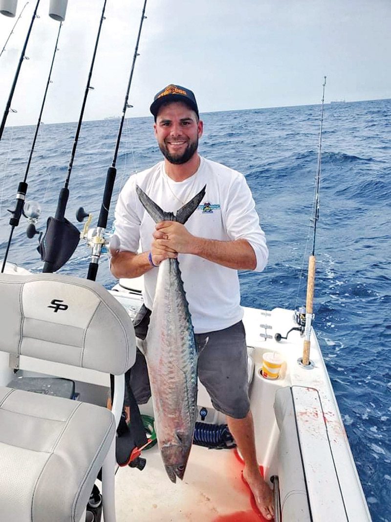 Matt Gonzalez repping Big Dog Tackle with a smoker caught right out