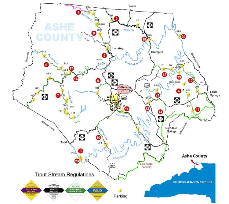 Ashe County Fishing Map Coastal Angler & The Angler Magazine