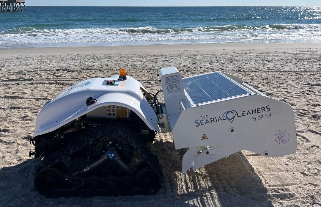 BeBot beach sweeper sifts surface sands for small debris Coastal Review