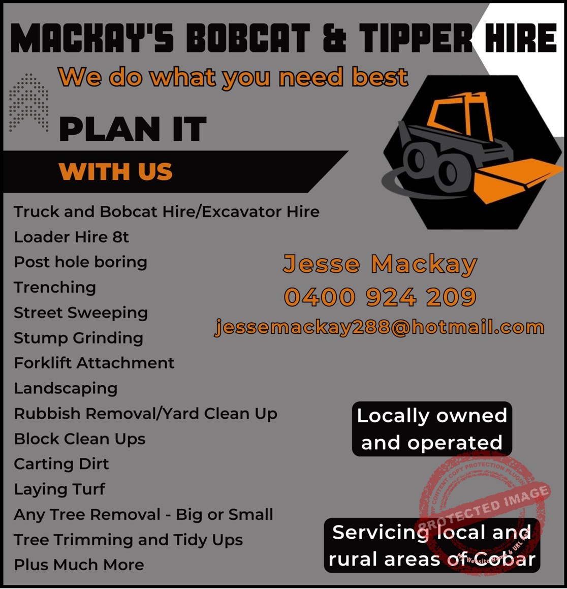 Mackay’s Bobcat & Tipper Hire The Cobar Weekly