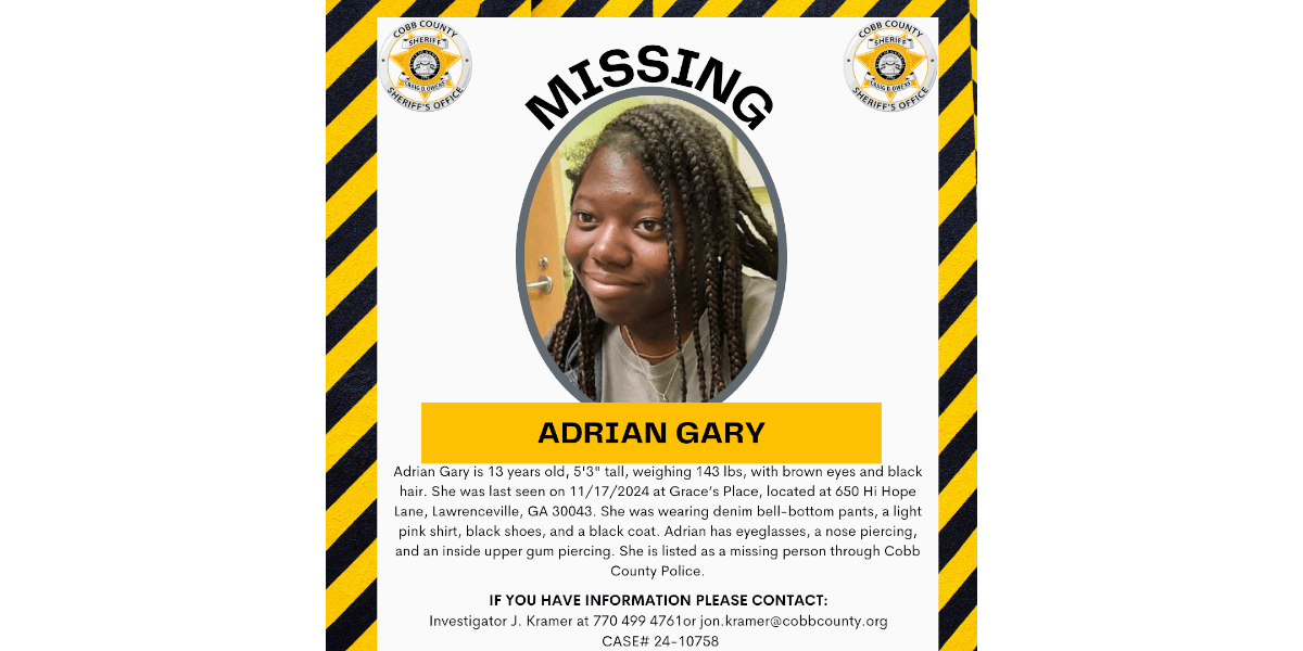 Cobb Sheriff's Office seeks public help in locating missing 13yearold