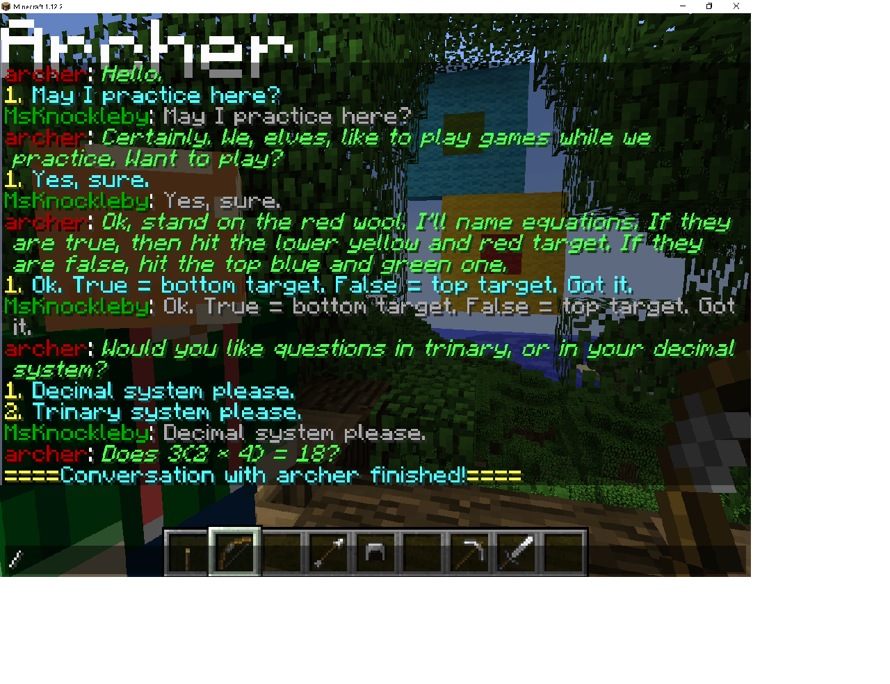 Archer NPC at Cobblestone Academy Cobblestone Academy